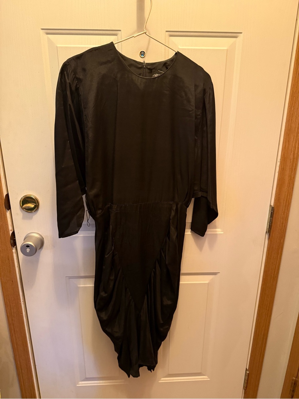 Black Women's Satin Long Sleeve Dress